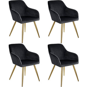 4er Set Stuhl Marilyn Samtoptik, schwarz/gold