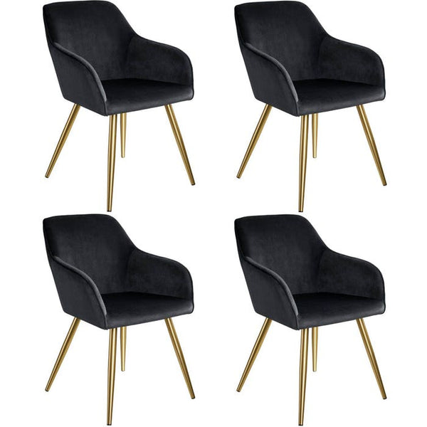 4er Set Stuhl Marilyn Samtoptik, schwarz/gold