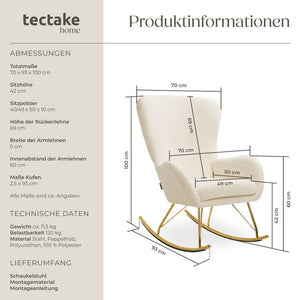 Schaukelstuhl Swing creme/gold