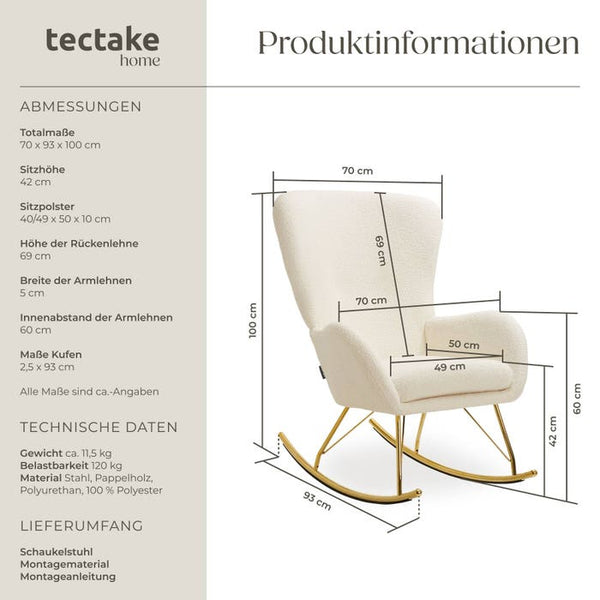 Schaukelstuhl Swing creme/gold