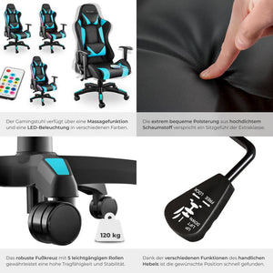 Tartaros gaming chair black/azure 