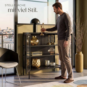 Metallvitrine Baker mit Glastüren schwarz