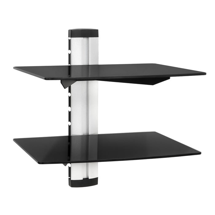 Mensola da parete con 2 ripiani per lettore DVD e ricevitore, 44x42x34cm