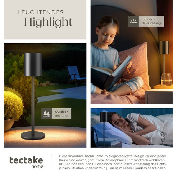 Akku-Tischlampe Corly schwarz