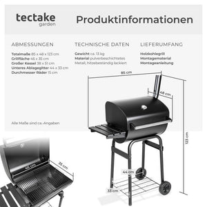 Holzkohlegrill mit Deckel und Thermometer