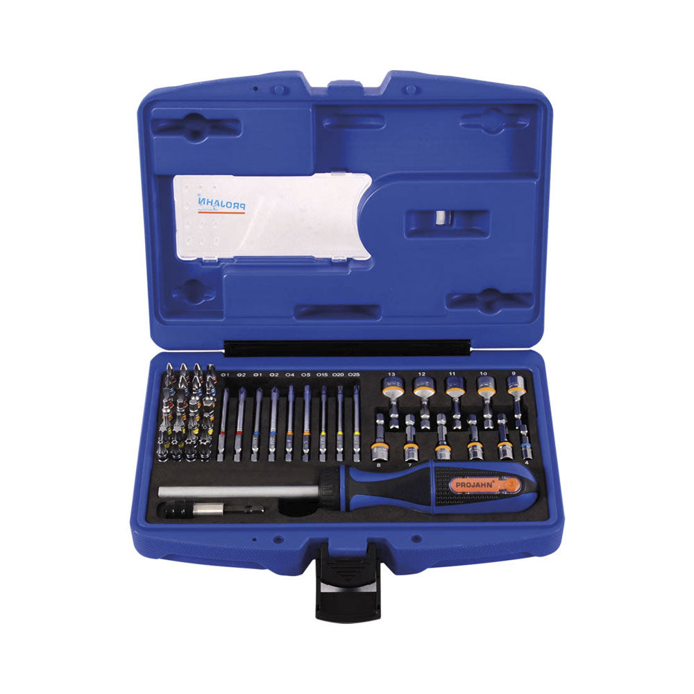 PROJAHN Bit Box incl. cacciavite a cricchetto set da 60 pezzi