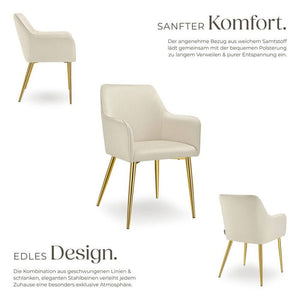 Armlehnstuhl Avane, Samtoptik, gepolstert beige 2er Set