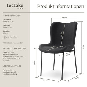Polsterstuhl Tessa Webstoff schwarz/schwarz pro Stück