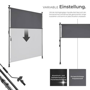 Klemmmarkise Taija dunkelgrau 120 x 310 cm
