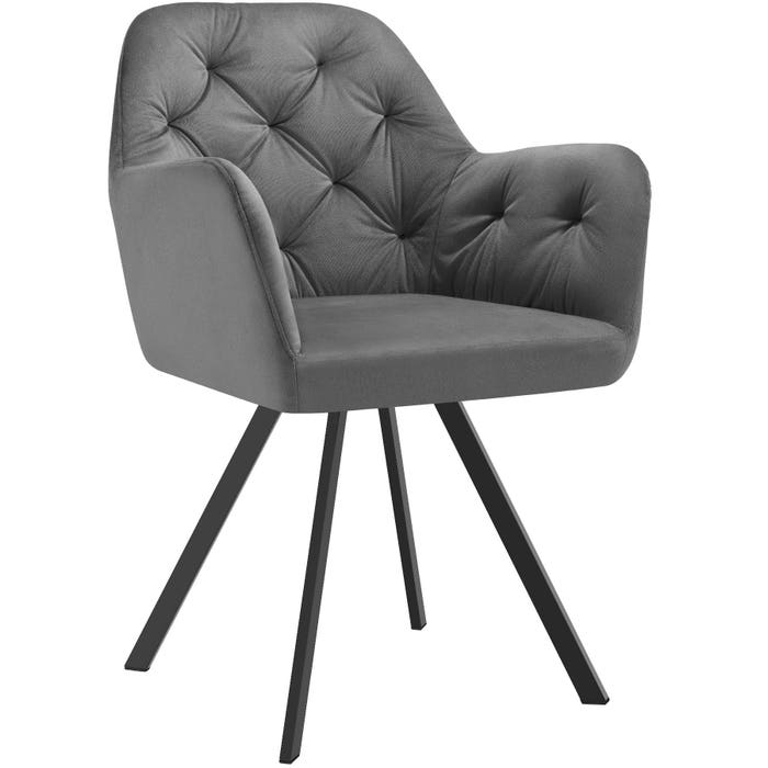 Fauteuil pivotant en velours Lucia anthracite, chaque