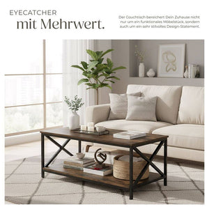 Couchtisch Pittsburgh Industrial Holz dunkel, rustikal