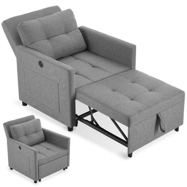 Schlafsessel Toyama 3in1 mit verstellbarer Rückenlehne grau