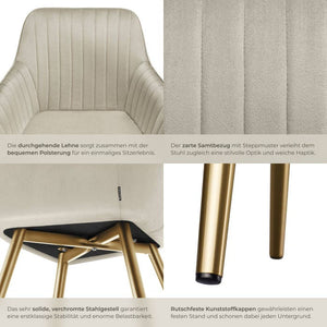 Esszimmerstuhl Marilyn creme/gold 2er Set