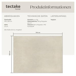 Tapis à poils courts Soft Zone beige 120 x 170 cm 