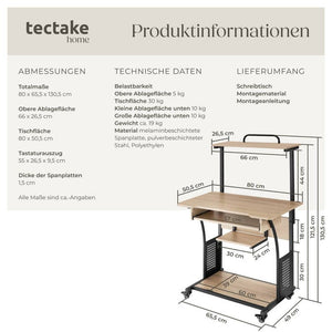 Schreibtisch Fife Industrial Holz hell, Eiche Sonoma