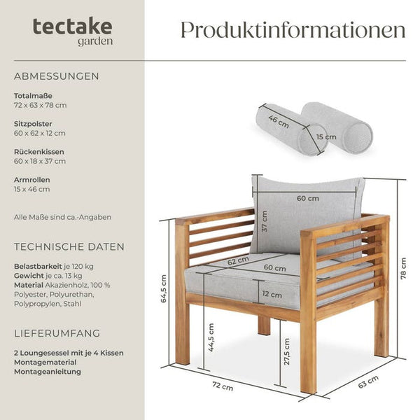 Garten-Loungesessel Boka 2er Set