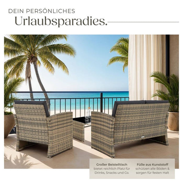Rattan Lounge Lucca natur/dunkelgrau