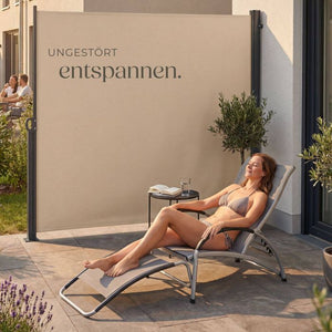 Ausziehbare Seitenmarkise mit Aufrollmechanismus, blickdicht beige 300 x 200 cm