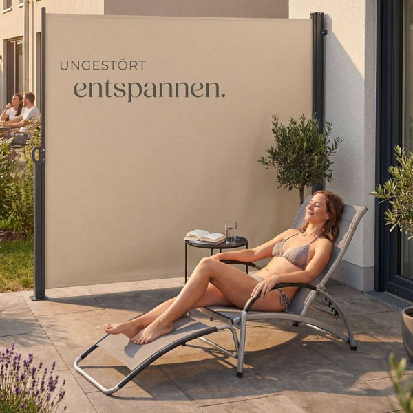 Ausziehbare Seitenmarkise mit Aufrollmechanismus, blickdicht beige 300 x 200 cm