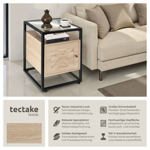 Nachttisch Kidderminster 40x43x60,5cm Industrial Holz hell, Eiche Sonoma