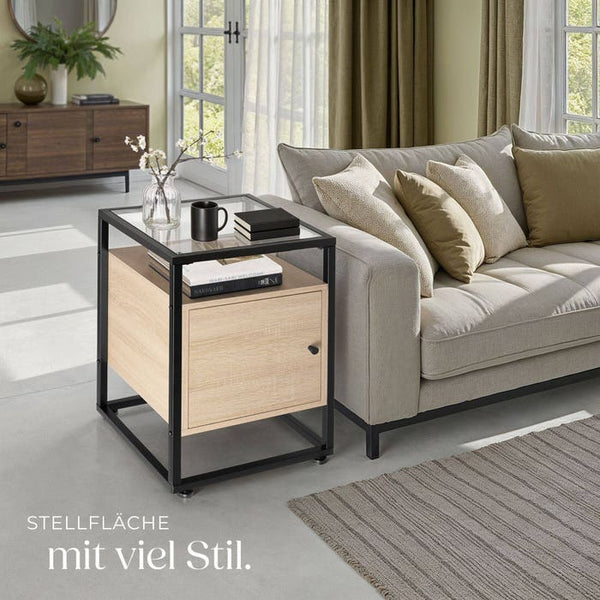 Nachttisch Dudley 40x43x60,5cm Industrial Holz hell, Eiche Sonoma