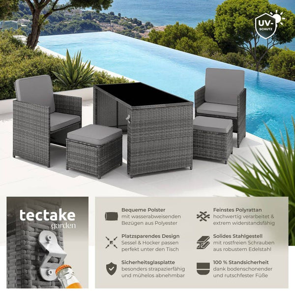 Rattan Sitzgruppe Palermo grau