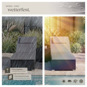 Rattan-Doppelliege Carbonera schwarz