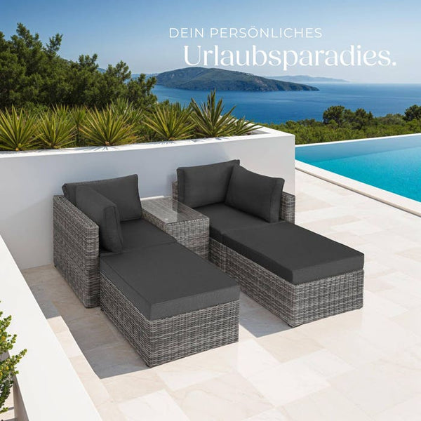 Rattan Lounge San Domino hellgrau/dunkelgrau