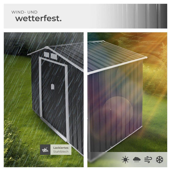 Gartenhaus mit Satteldach grau/weiss