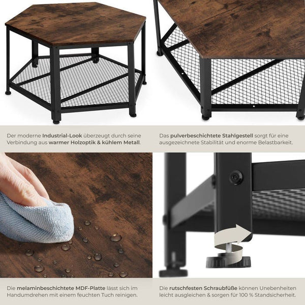 Couchtisch Norwich Industrial Holz dunkel, rustikal