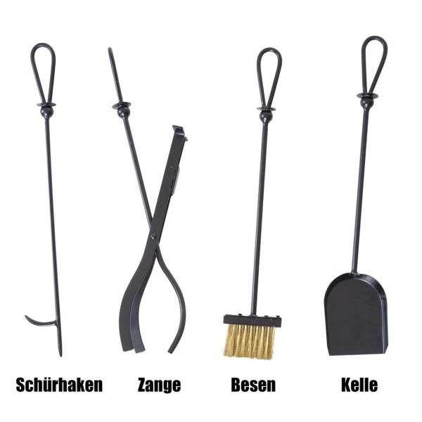Kaminholzständer Brennholzregal mit Kaminbesteck Schwarz