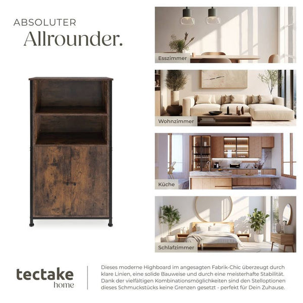 Highboard Doncaster Industrial Holz dunkel, rustikal