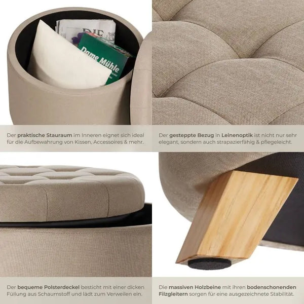 Sitzhocker mit Stauraum Suna