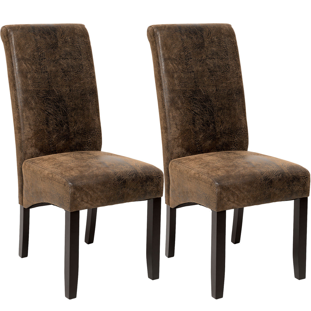 2 sedie da pranzo con seduta ergonomica, marrone antico