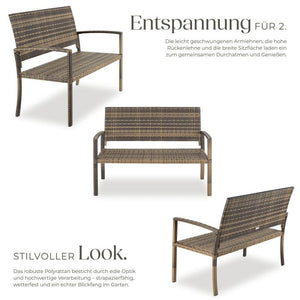 Rattan-Gartenbank Murat 2-Sitzer wetterfest natur