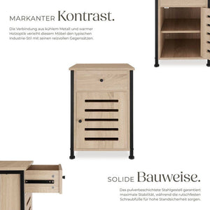 Nachttisch Waterford Industrial Holz hell, Eiche Sonoma