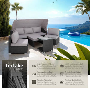 Rattan Lounge mit Aluminiumgestell San Marino schwarz
