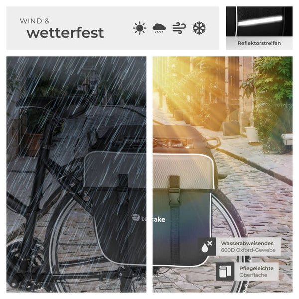 Fahrradtasche mit Gepäckträger-Befestigung und Reflektorstreifen