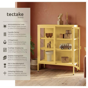 Metallvitrine Baker mit Glastüren gelb