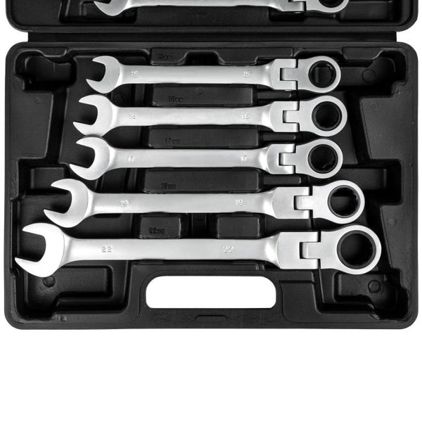 Ratschenschlüssel-Set 12-tlg. mit Gelenkköpfen 8 bis 22 mm