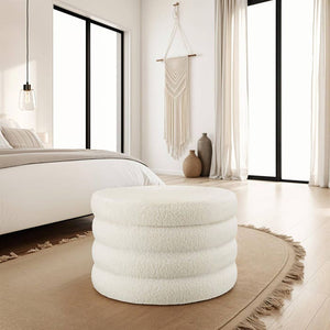 Sitzhocker mit Stauraum Altu XL Bouclé creme-weiß