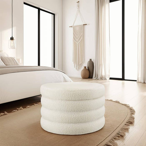 Sitzhocker mit Stauraum Altu XL Bouclé creme-weiß