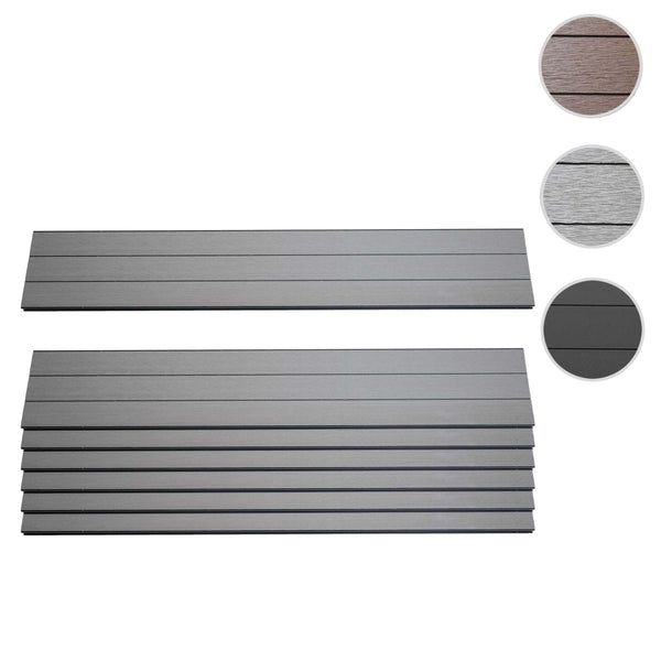 7er Set WPC Latten Sichtschutz Windschutz 90cm 1qm grau MVG Savon