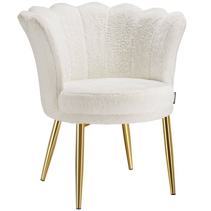 Poltrona Stella, pelliccia sintetica, crema/oro 