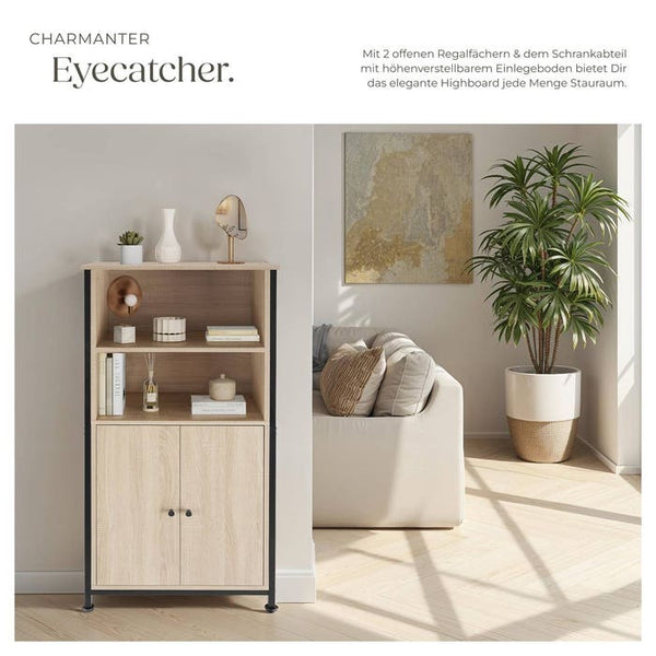 Highboard Doncaster Industrial Holz hell, Eiche Sonoma