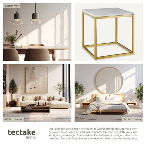 Marmor-Beistelltisch Alysia gold/weiss