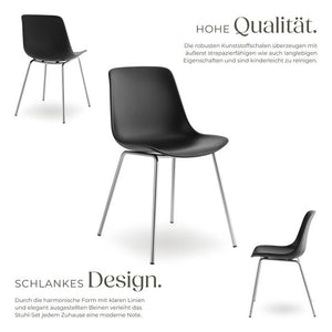 Kunststoffstuhl Mave schwarz/chrom 6er Set