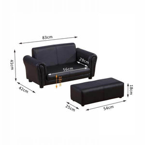 Kindersofa mit Hocker Sofa Sessel Kinder Kindersessel PVC schwarz