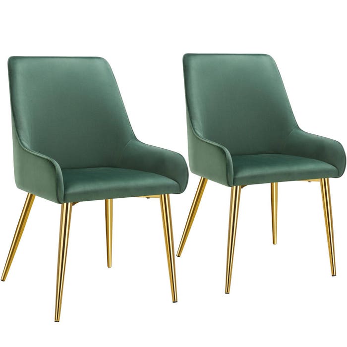 Fauteuil rembourré Avane, aspect velours, capacité de charge 120 kg, vert, lot de 2