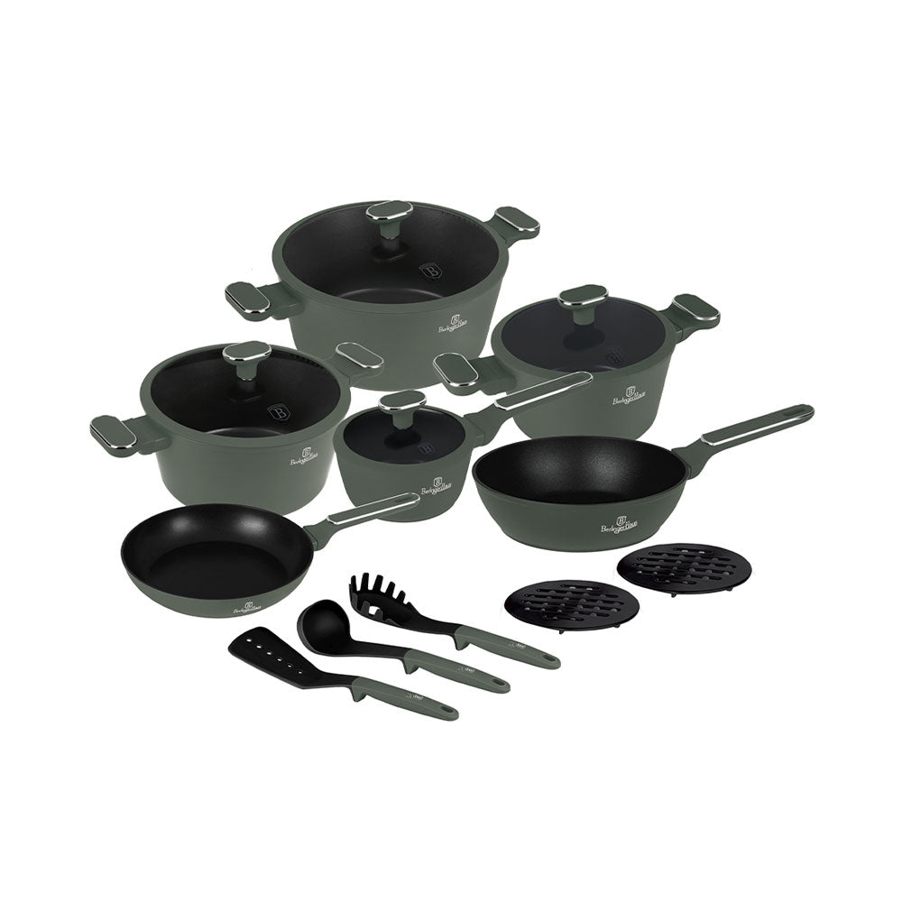 Berlinger Haus 15-teiliges Kochgeschirr-Set Matte Green Collection